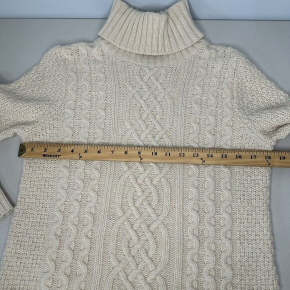 Eddie Bauer Cable Knit Turtleneck Sweater Lambs Wool Fisherman Medium - Picture 6 of 7